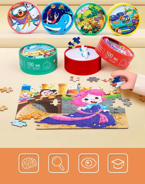 Round Box Jigsaw Puzzles (Set of 2)