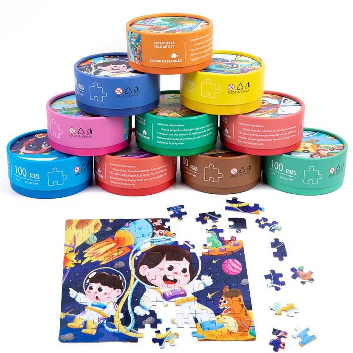 Round Box Jigsaw Puzzles (Set of 2)