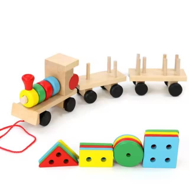 Wooden Shape-Stacking Train Toy