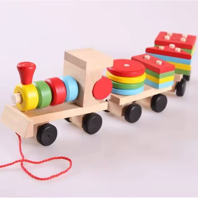 Wooden Shape-Stacking Train Toy