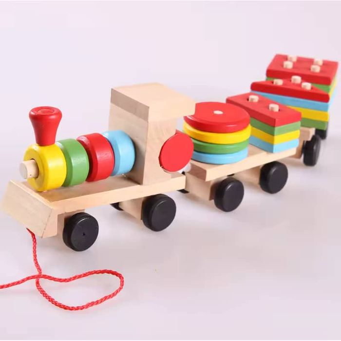 Wooden Shape-Stacking Train Toy