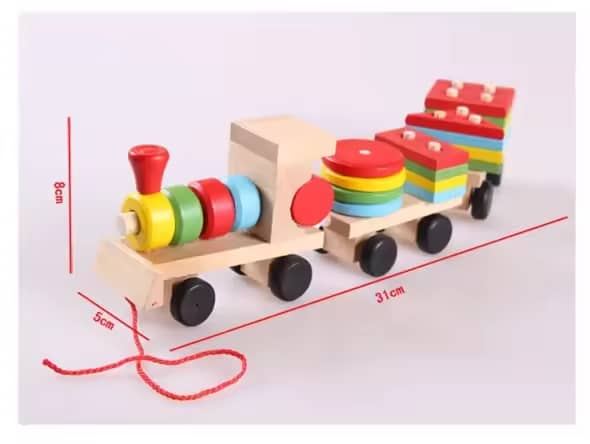 Wooden Shape-Stacking Train Toy