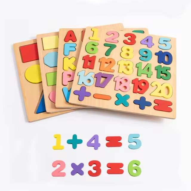 Alphabet, Number & Shape Peg Boards (Set of 3)