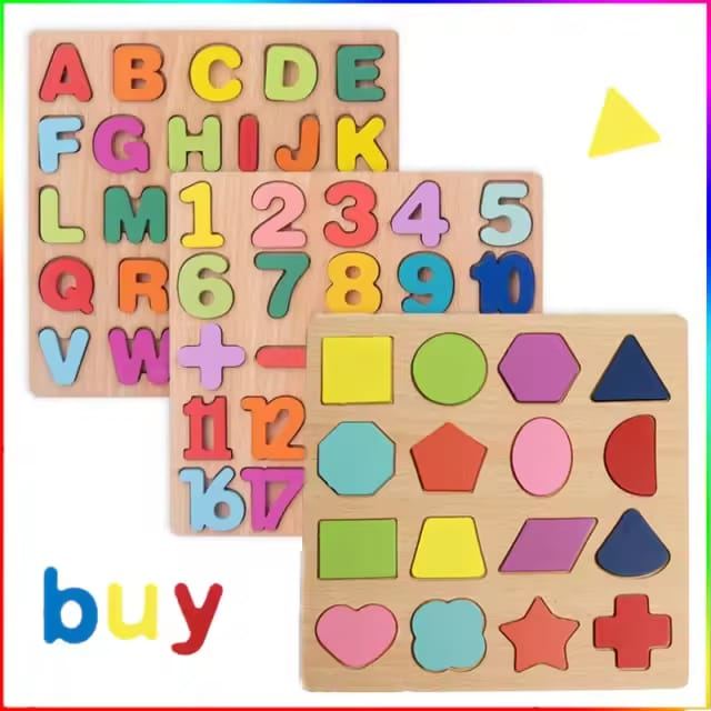 Alphabet, Number & Shape Peg Boards (Set of 3)