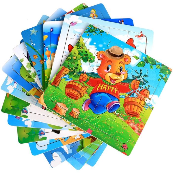 Wooden Jigsaw Puzzles (Set of 7)